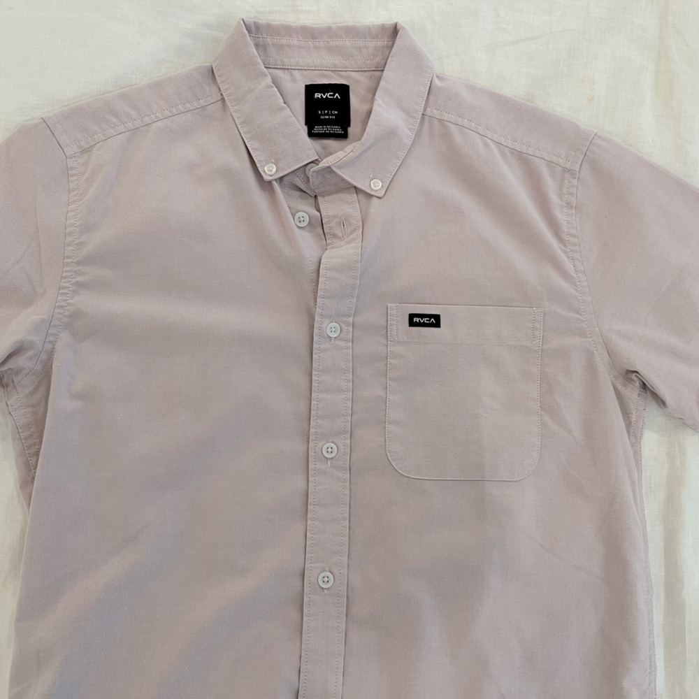 RVCA Men's Casual Lavender Button Down Shirt